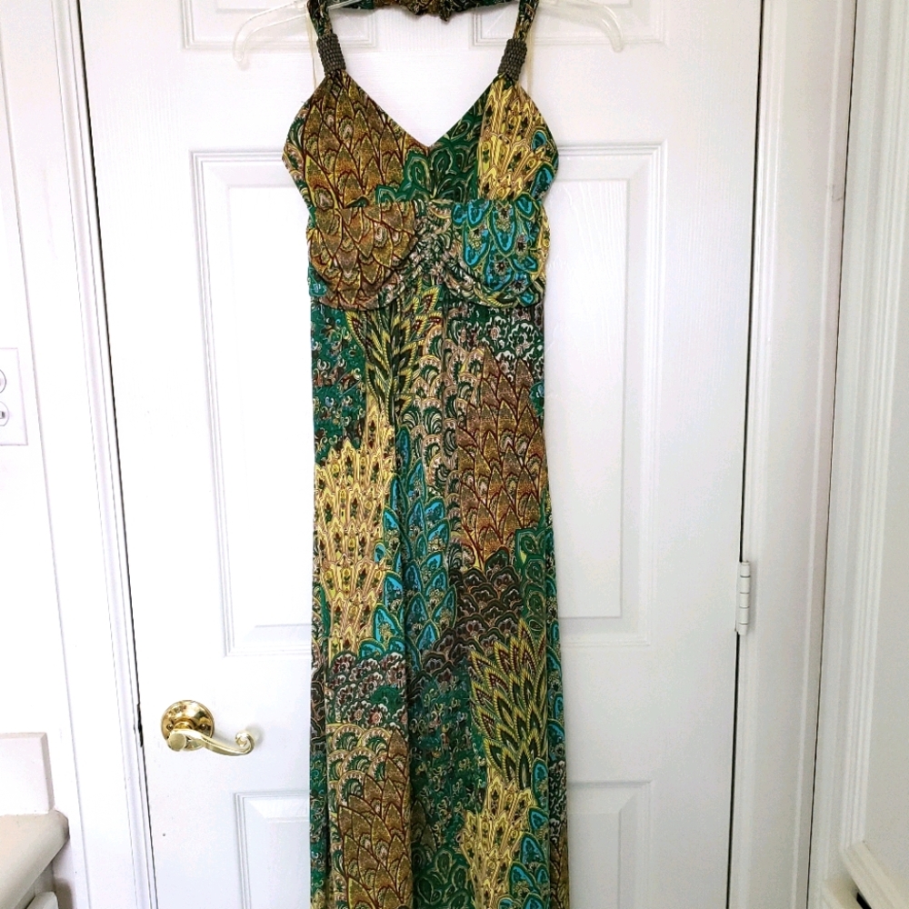 Shoreline Peacock Maxi Dress or Summer Coverup